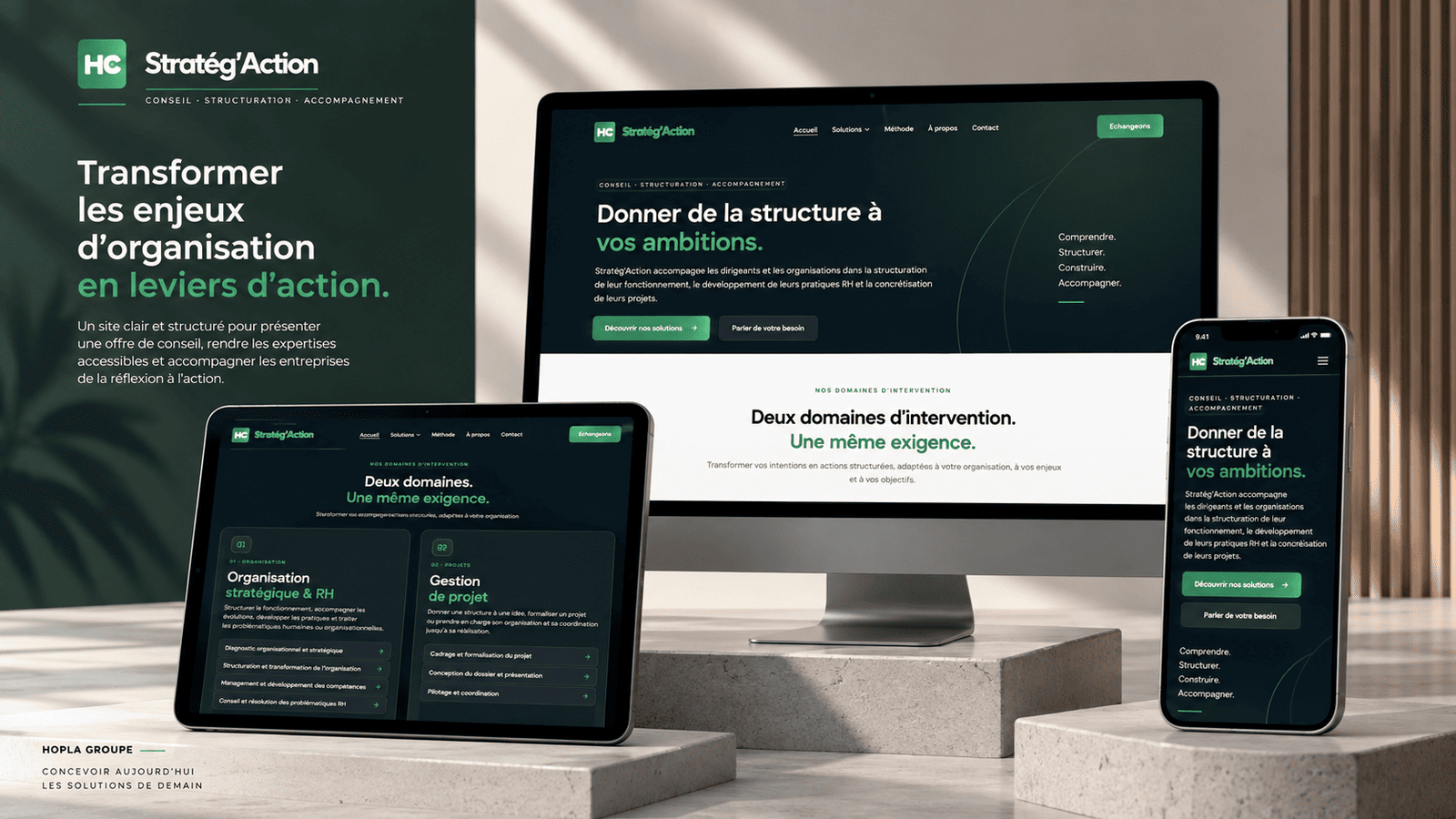 STRATÉG’ACTION · ORGANISATION & RH · GESTION DE PROJET